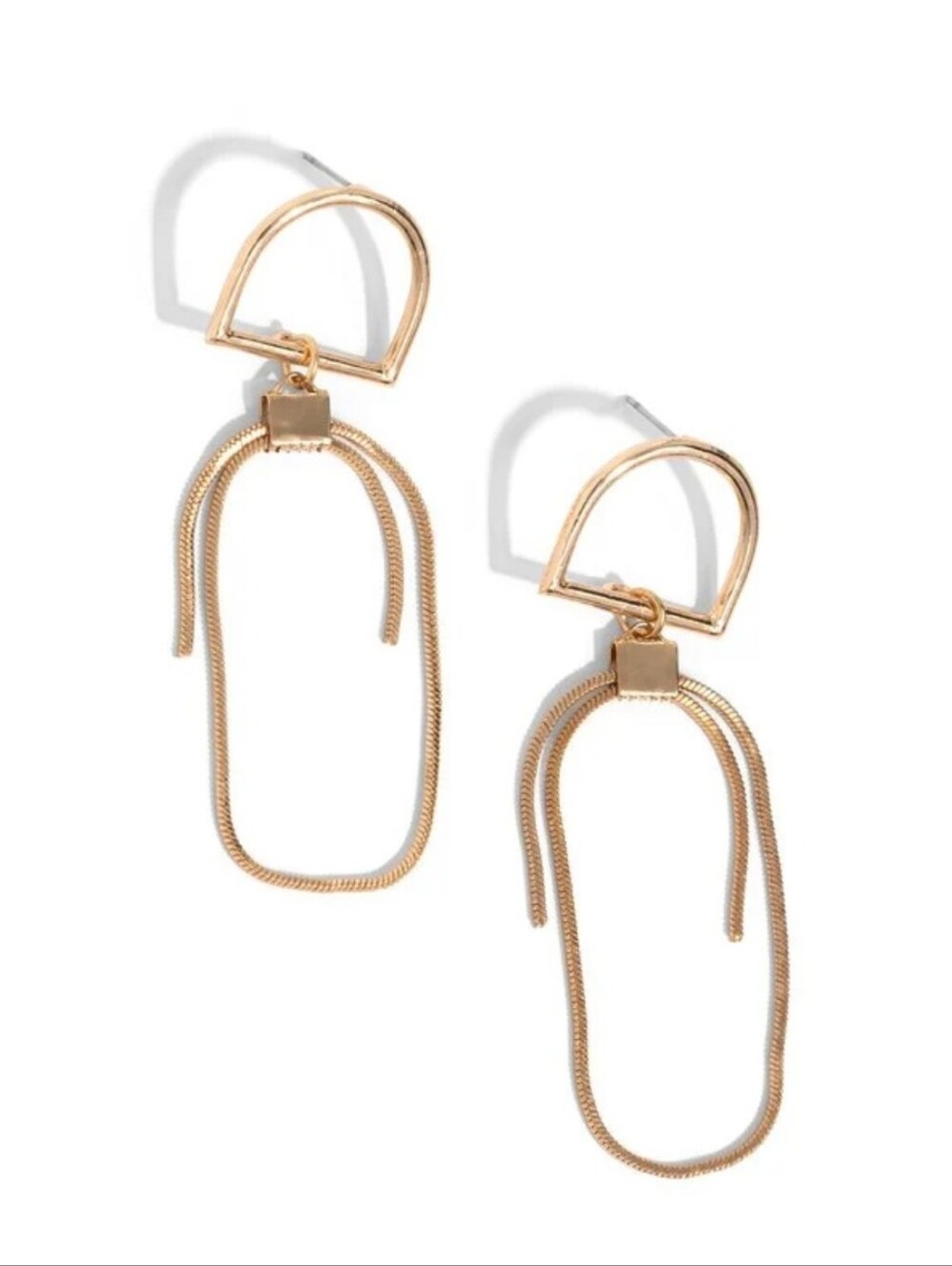 Minimalistic Maven Gold Double Loop Drop Earrings